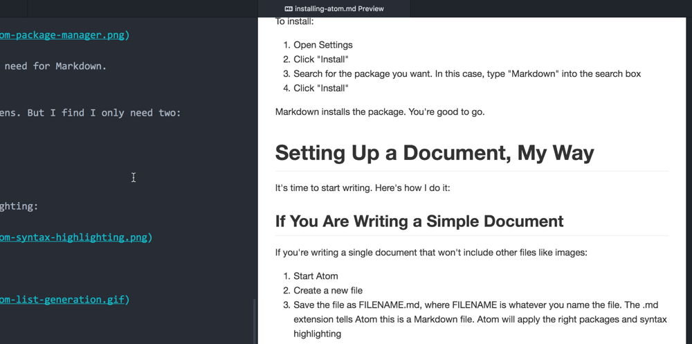 Markdown Preview in Atom