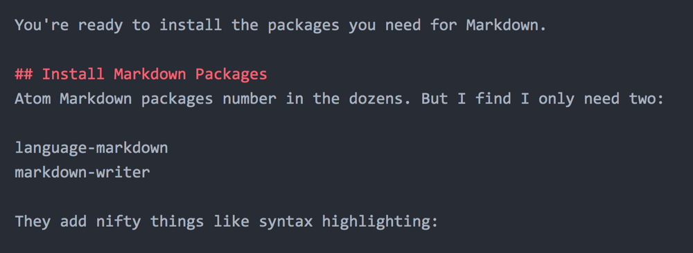 Atom Markdown Syntax Highlighting
