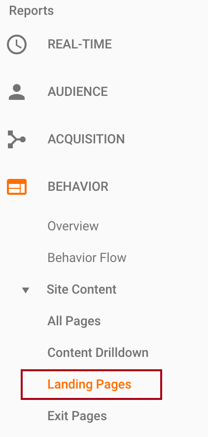 Where to find the Landing Page Report in Google Analytics