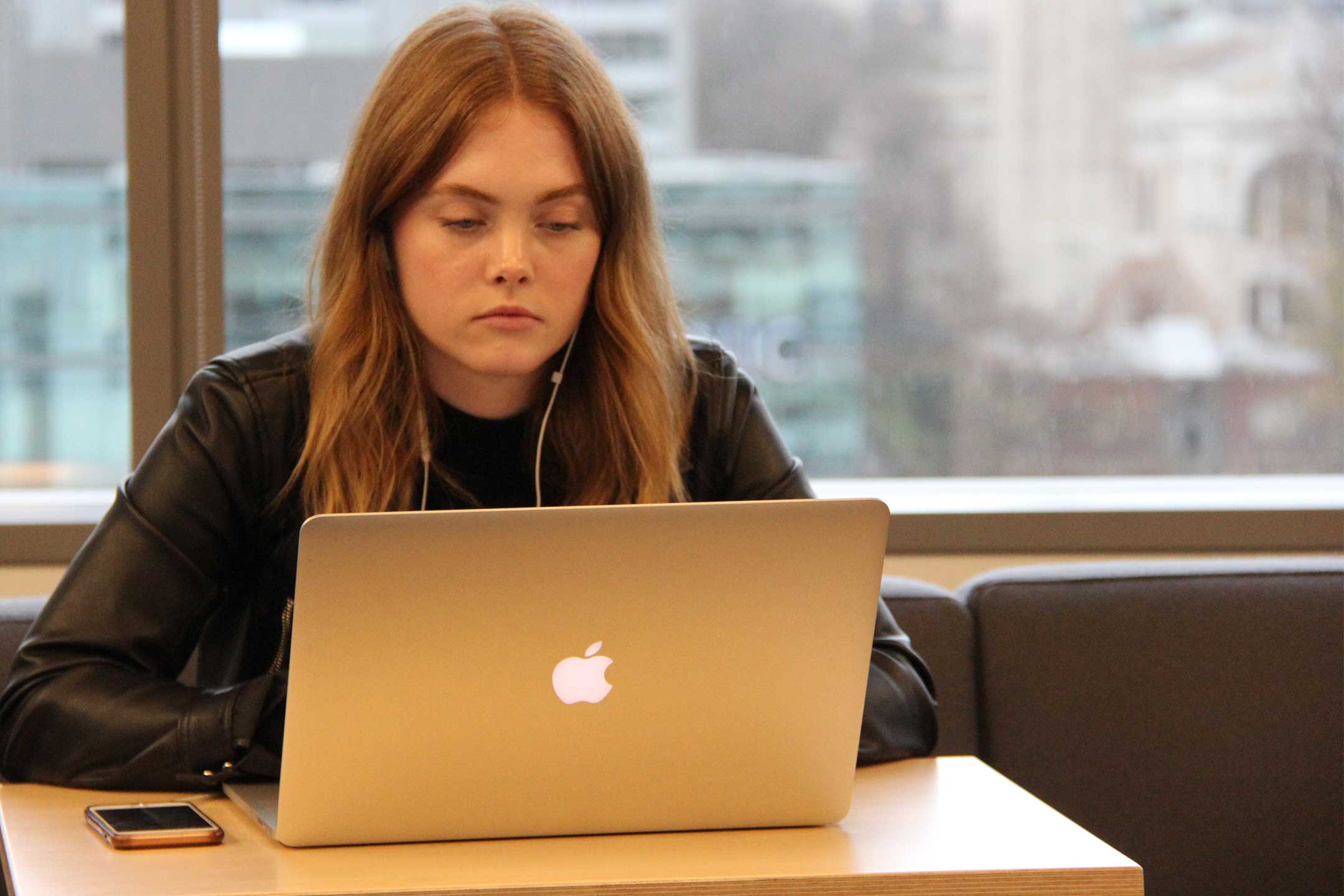 Jessica Taylor of Portent a digital marketing agency works intently on a project