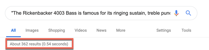 Example of exact match search results