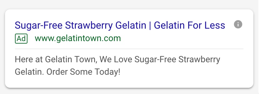 Example of improved ad relevance for an online gelatin retailer