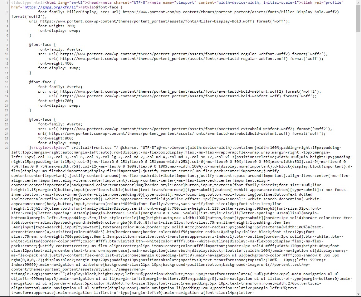 Critical CSS example for portent.com